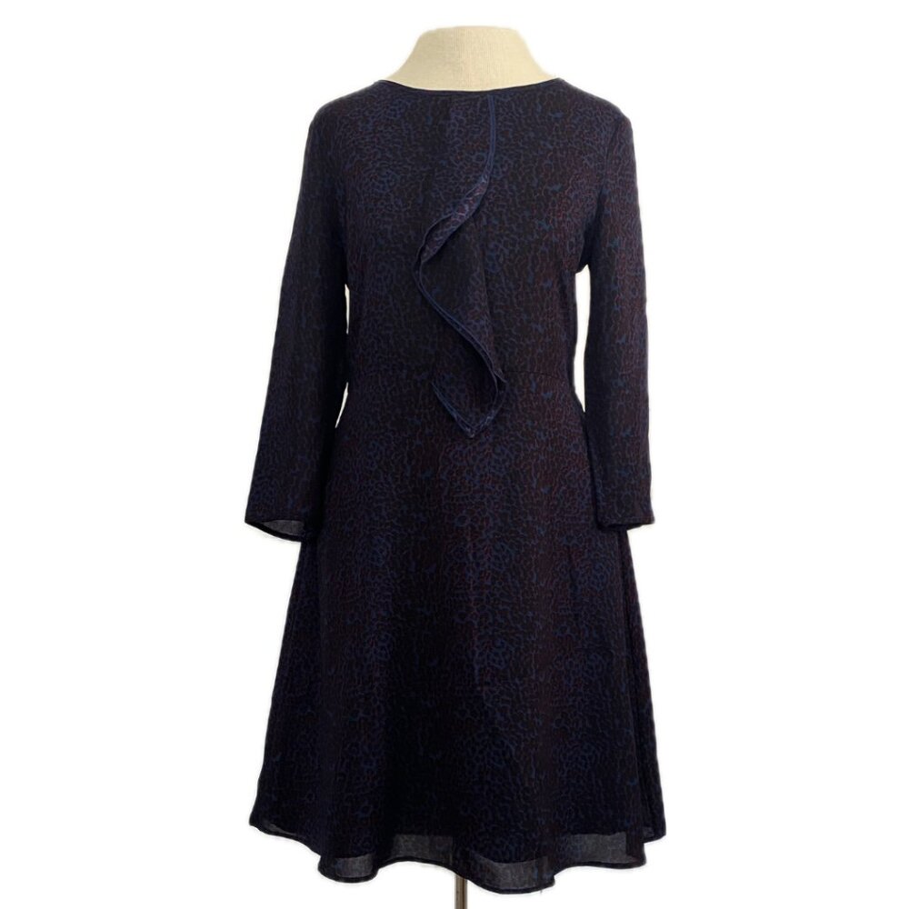 DKNY Long-Sleeved Blue Leopard-Print Dress